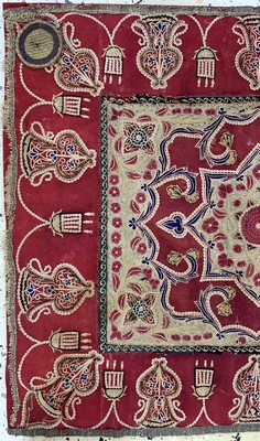 27005801b - ´Rasht-Susani´antik, Persien, 19.Jhd, Seiden/Baumwoll-Metallstickerei, ca. 72 x 60cm, ...