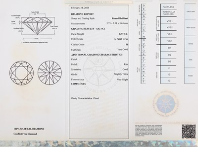 27005804a - 18 kt Gold Brillant-Anhänger, WG 750/000, Brillant ca. 0.77 l.get.Weiß(I)Faint ...