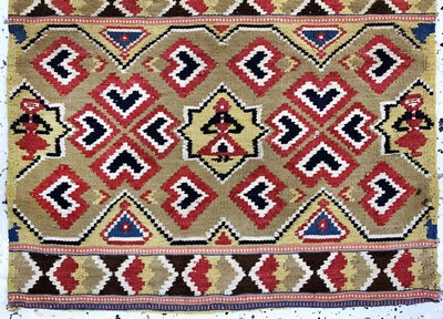 27005808c - Feine Rölakan Täcke antik, Südschweden, Skäne-Gebiet, 19.Jhd, Wolle gewebt auf ...