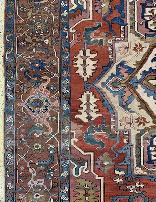27005837d - Heriz´Serapi´antik, Persien, 19.Jhd, Wolle auf Baumwolle, ca. 396 x 305 cm, gereinigt, ...