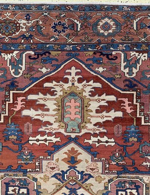27005837h - Heriz´Serapi´antik, Persien, 19.Jhd, Wolle auf Baumwolle, ca. 396 x 305 cm, gereinigt, ...