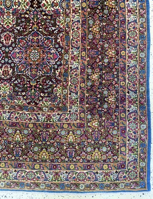 27005839a - Semnan Kork fein signiert, Persien, um 1930-1940, Korkwolle auf Baumwolle, ca. 424 x ...