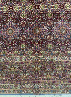 27005839c - Semnan Kork fein signiert, Persien, um 1930-1940, Korkwolle auf Baumwolle, ca. 424 x ...