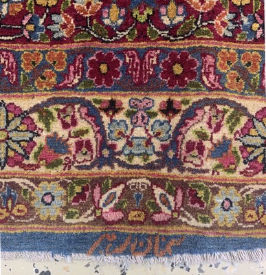 27005839d - Semnan Kork fein signiert, Persien, um 1930-1940, Korkwolle auf Baumwolle, ca. 424 x ...