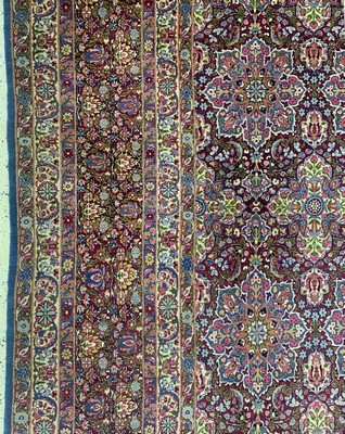 27005839f - Semnan Kork fein signiert, Persien, um 1930-1940, Korkwolle auf Baumwolle, ca. 424 x ...