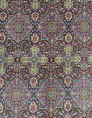 27005839g - Semnan Kork fein signiert, Persien, um 1930-1940, Korkwolle auf Baumwolle, ca. 424 x ...