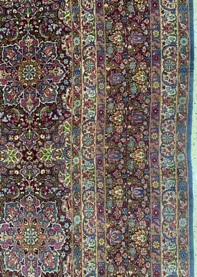 27005839h - Semnan Kork fein signiert, Persien, um 1930-1940, Korkwolle auf Baumwolle, ca. 424 x ...