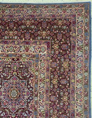 27005839k - Semnan Kork fein signiert, Persien, um 1930-1940, Korkwolle auf Baumwolle, ca. 424 x ...