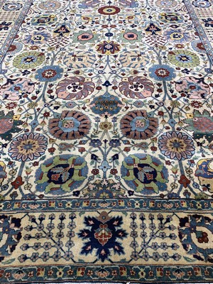 27005853j - Täbriz Kork fein Persien, signiert´Ghalibafie Ghanadi´, um 1920-1930, Korkwolle auf ...