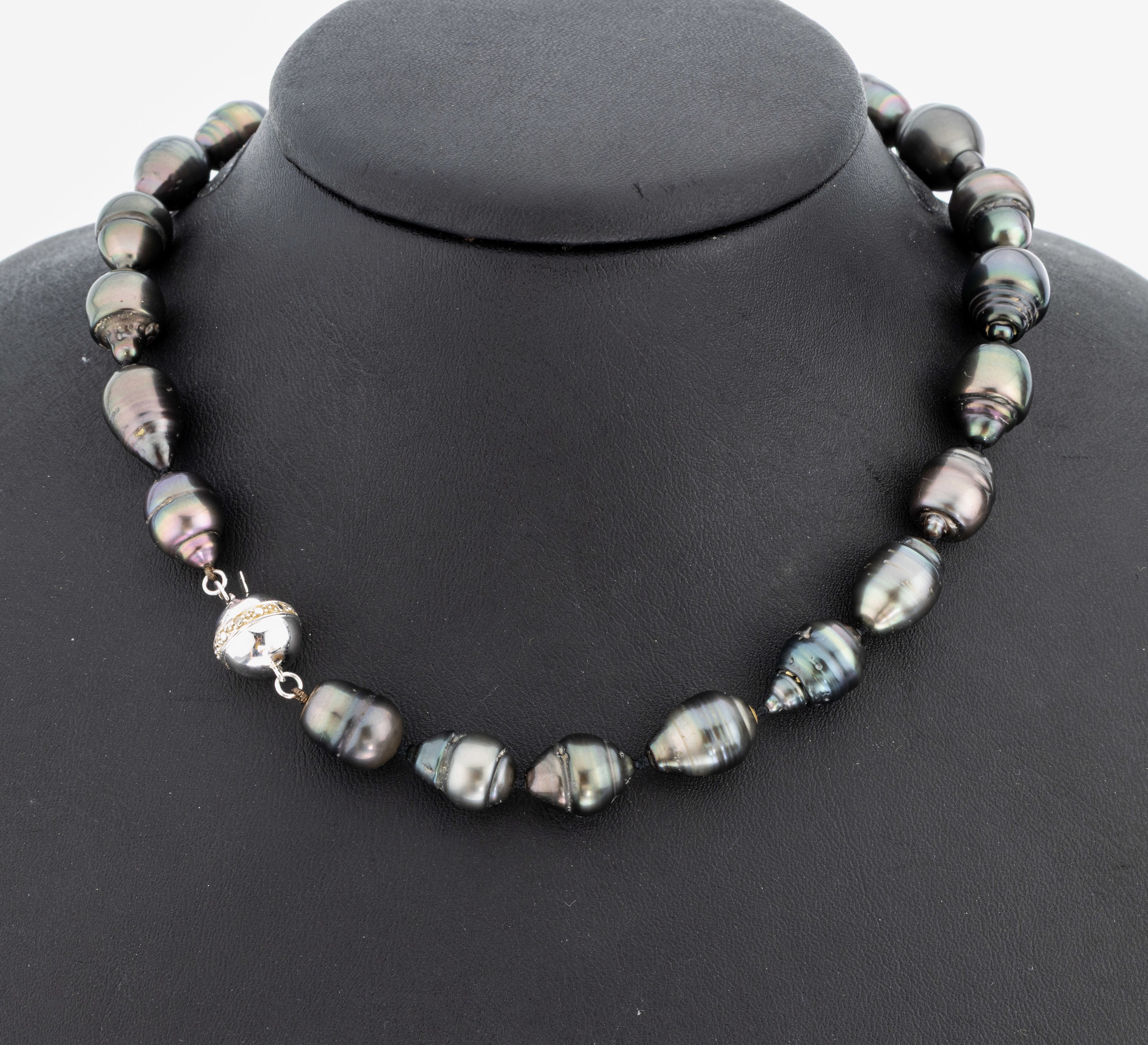 Image 27005903 - Perl-Collier an 14 kt Gold Diamant- Schmuckschließe, WG 585/000, barocke ...