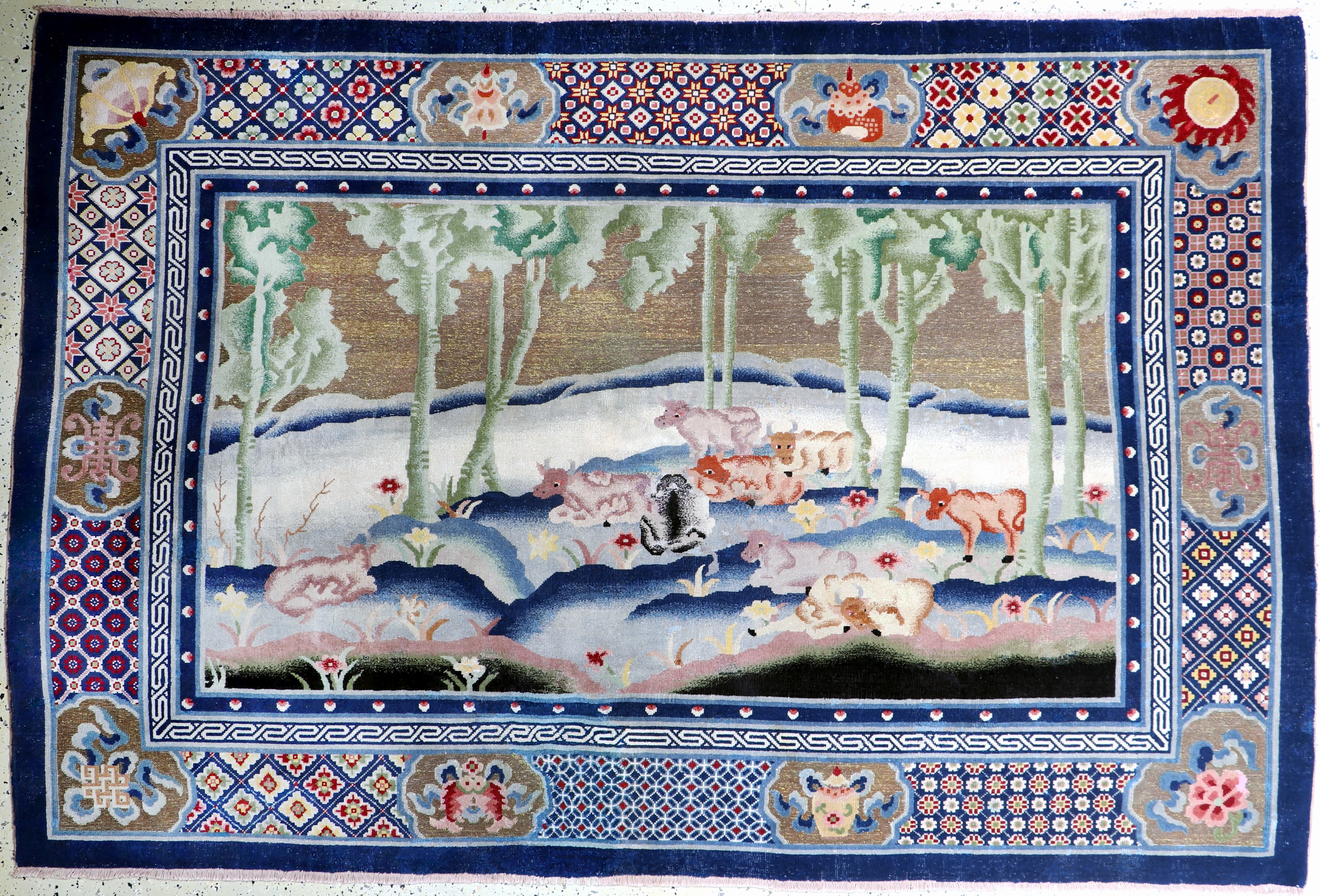 Image 27005906 - Antiker Peking´Metallbrokat´, China, 19.Jhd, Wolle auf Baumwolle, ca. 180 x 275 cm, ...