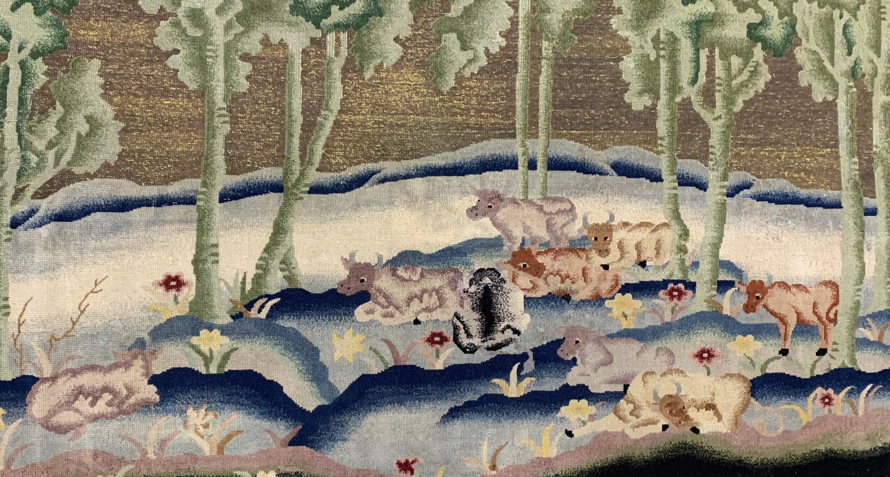 Detail g: Antiker Peking"Metallbrokat", China, 19.Jhd, Wolle auf Baumwolle, ca. 180 x 275 cm, EHZ: 2 (minimal restauriert)