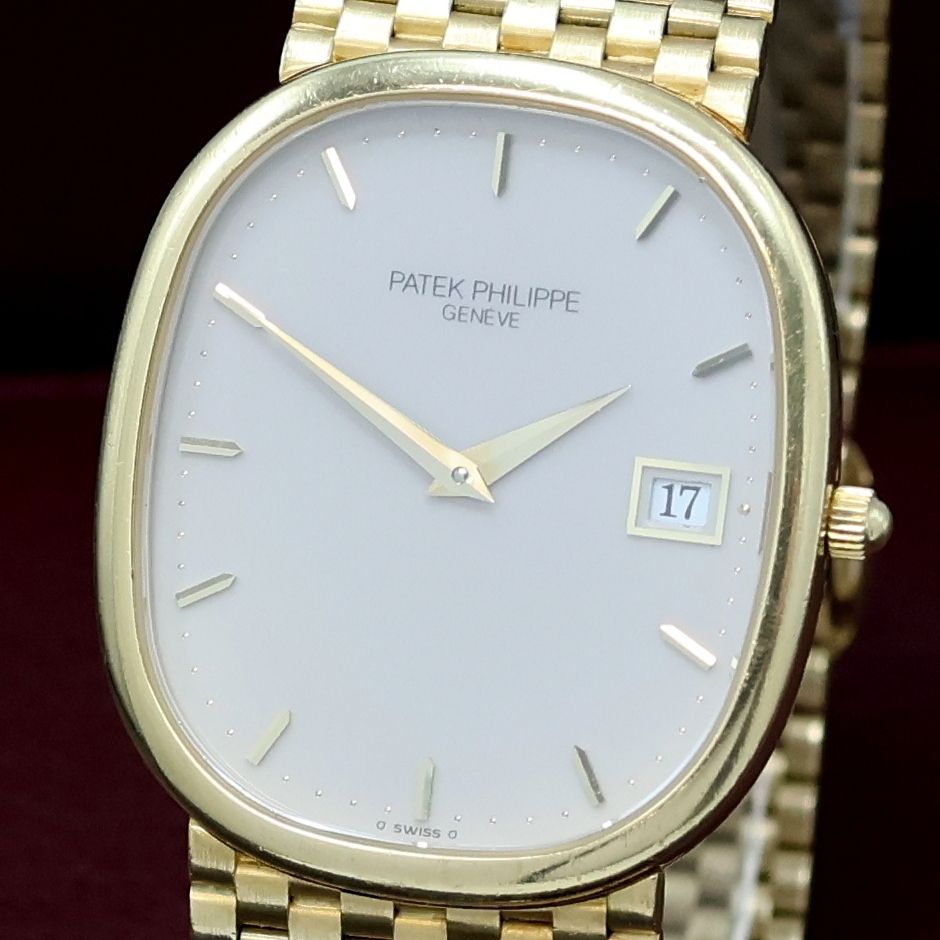 Detail a: PATEK PHILIPPE Ellipse D`Or feine und seltene Herrenarmbanduhr in GG 750/000 Referenz 3747/00, quarz, 2-teil. Geh. inkl. Gliederband m. ...