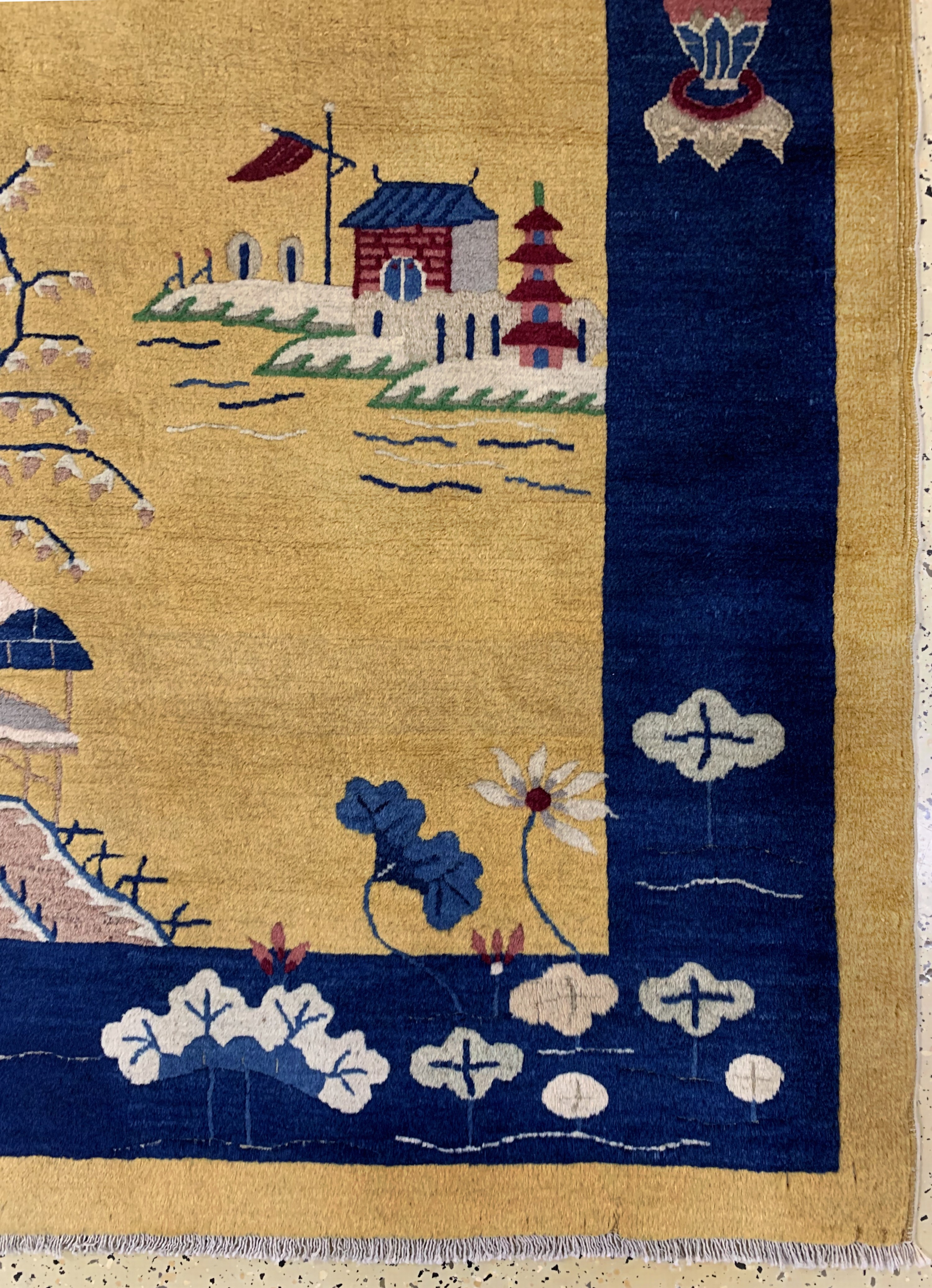 Detail a: Antiker Peking fein, China, um 1900, Korkwolle auf Baumwolle, ca. 208 x 128 cm, EHZ: 1-2, (fachkundig gereinigt)