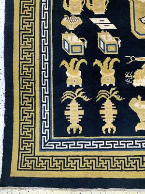 27005997b - Ning-Hsia antik, China, 19.Jhd, Wolle auf Baumwolle, ca. 264 x 258 cm, EHZ: 2, ...