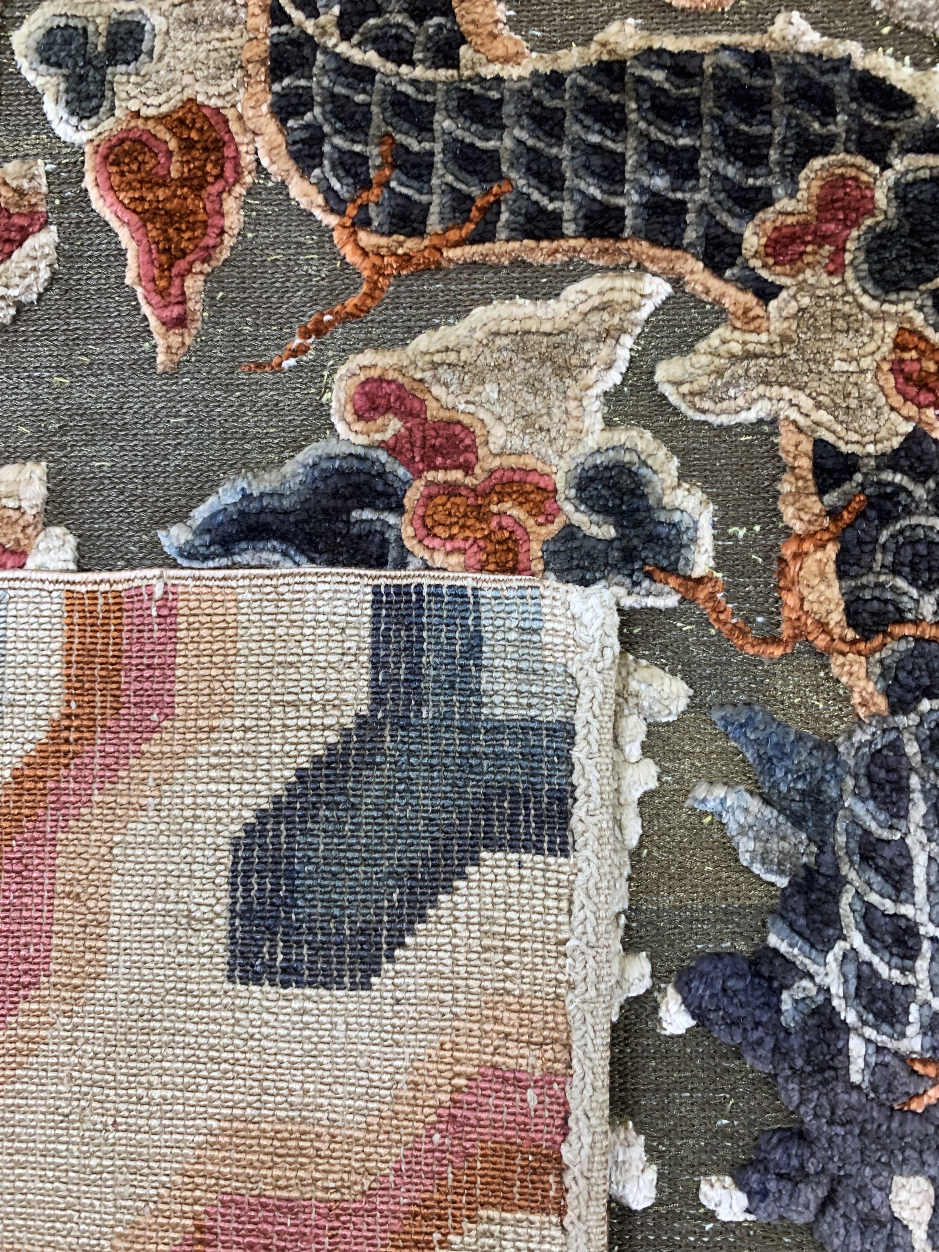 Detail j: Imperialer Seiden Ning-Hsia"Drachenteppich", Westchina, signiert(zur Verwendung in der Halle der höchsten Harmonie), 19.Jhd, Naturseide ...