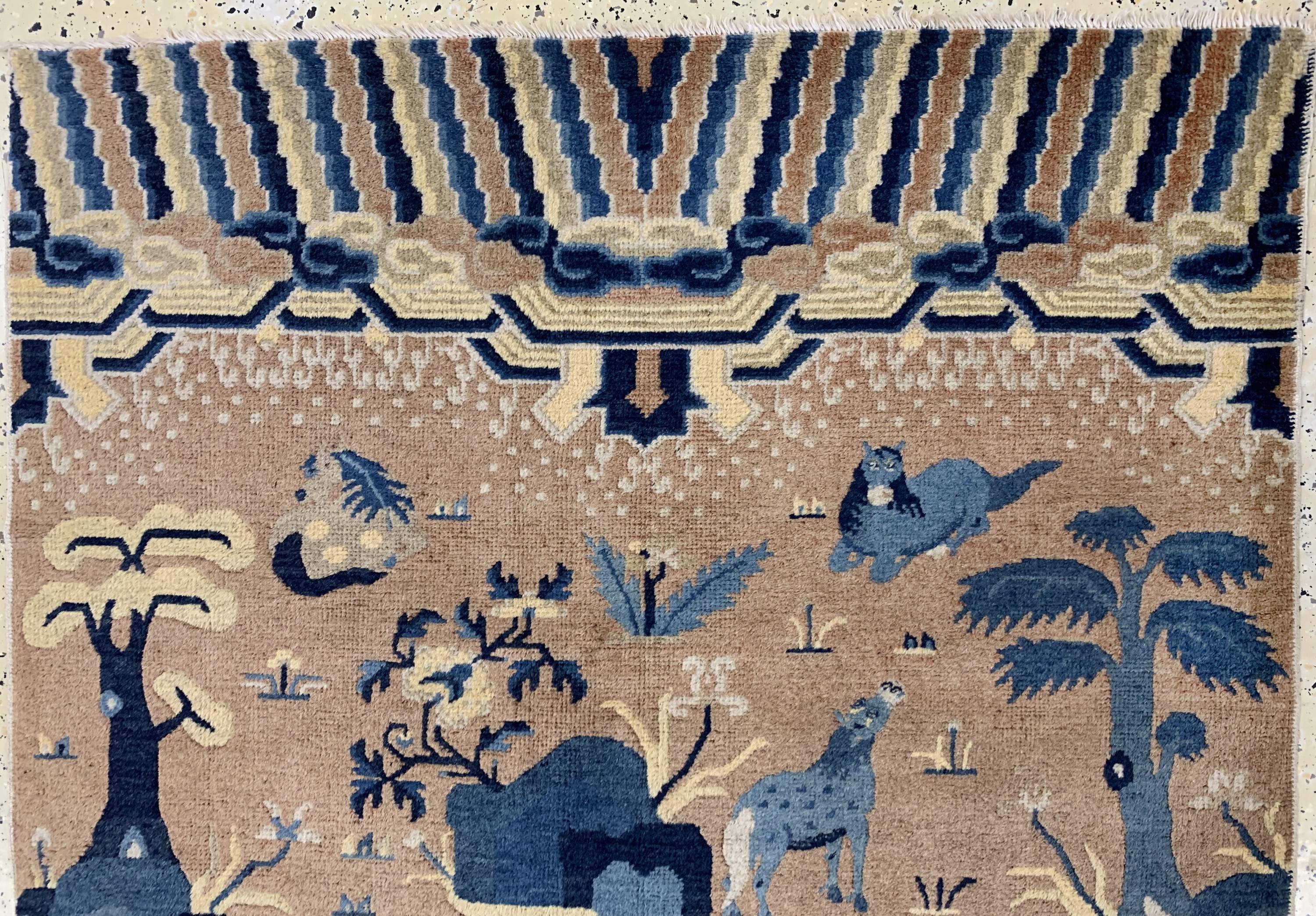 Detail a: Ning-Hsia"8 heilige Pferde", China, Anfang 20.Jhd, Wolle auf Baumwolle, ca. 210 x 130 cm, EHZ: 2, (fachkundig gereinigt)