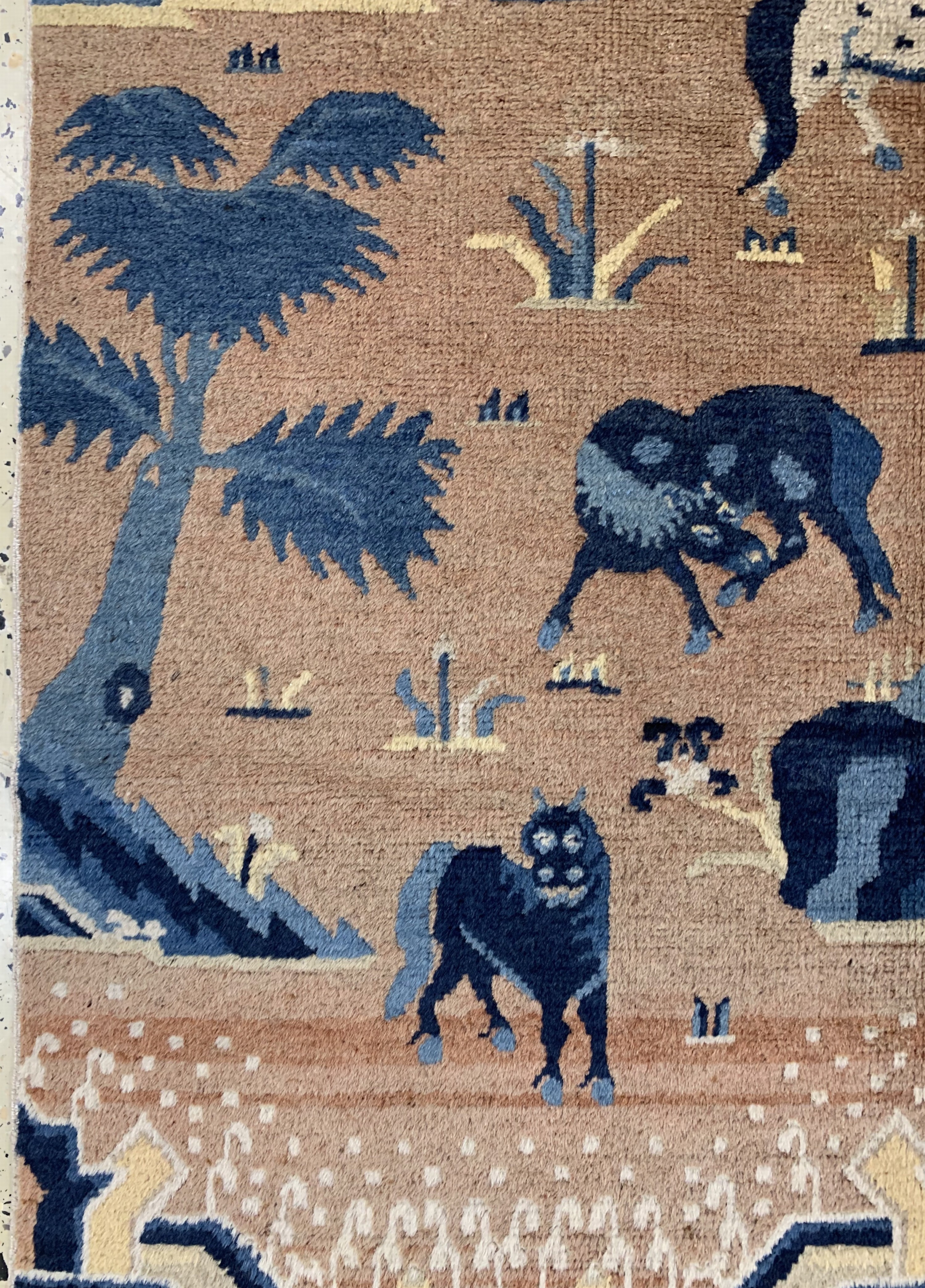 Detail f: Ning-Hsia"8 heilige Pferde", China, Anfang 20.Jhd, Wolle auf Baumwolle, ca. 210 x 130 cm, EHZ: 2, (fachkundig gereinigt)