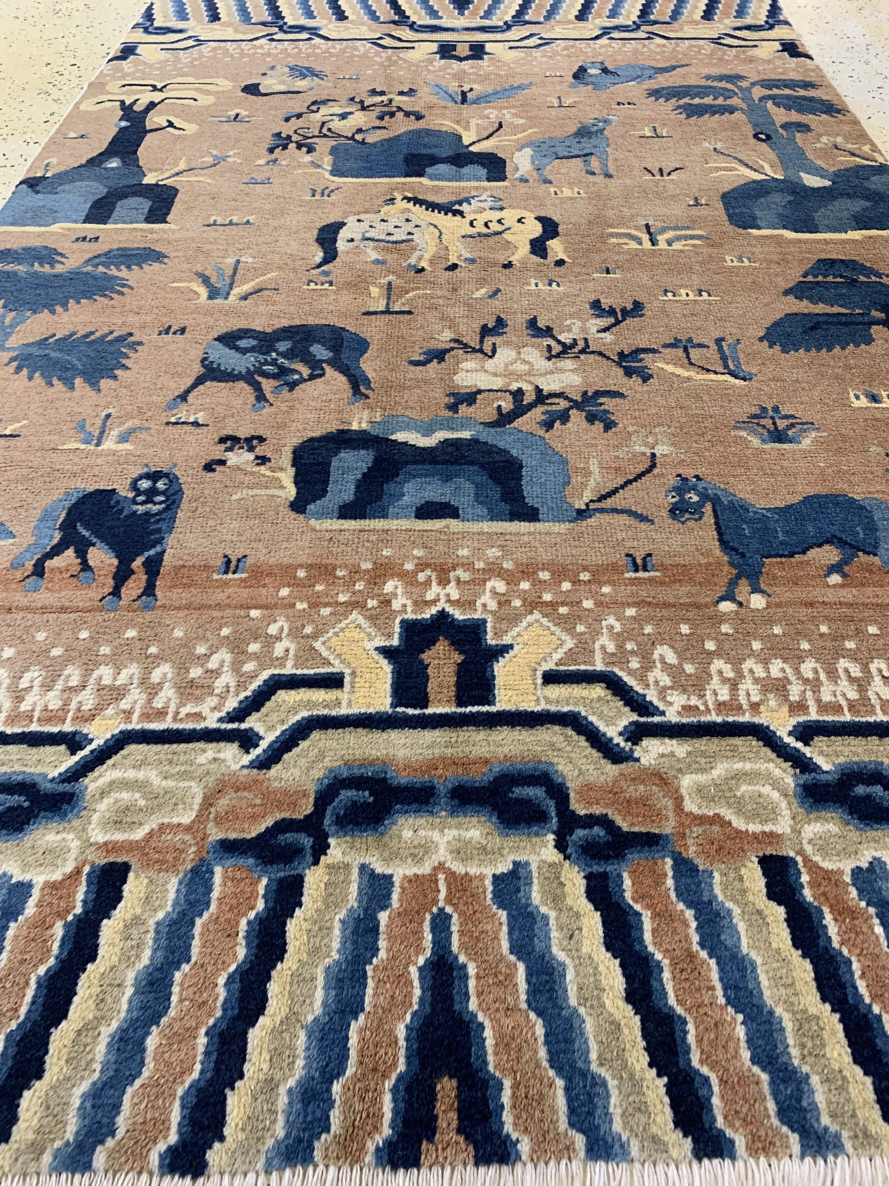 Detail i: Ning-Hsia"8 heilige Pferde", China, Anfang 20.Jhd, Wolle auf Baumwolle, ca. 210 x 130 cm, EHZ: 2, (fachkundig gereinigt)