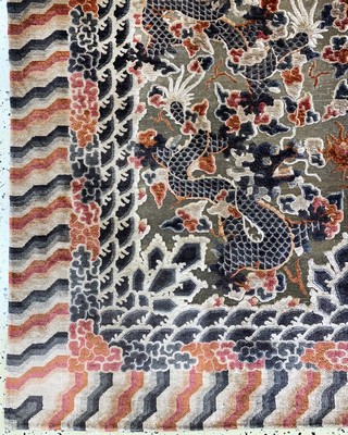 27006048b - Imperialer Seiden Ning-Hsia´Drachenteppich´, Westchina, signiert(zur Verwendung in der ...