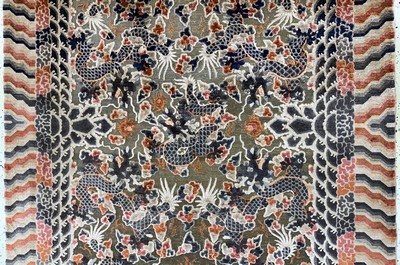 27006048c - Imperialer Seiden Ning-Hsia´Drachenteppich´, Westchina, signiert(zur Verwendung in der ...