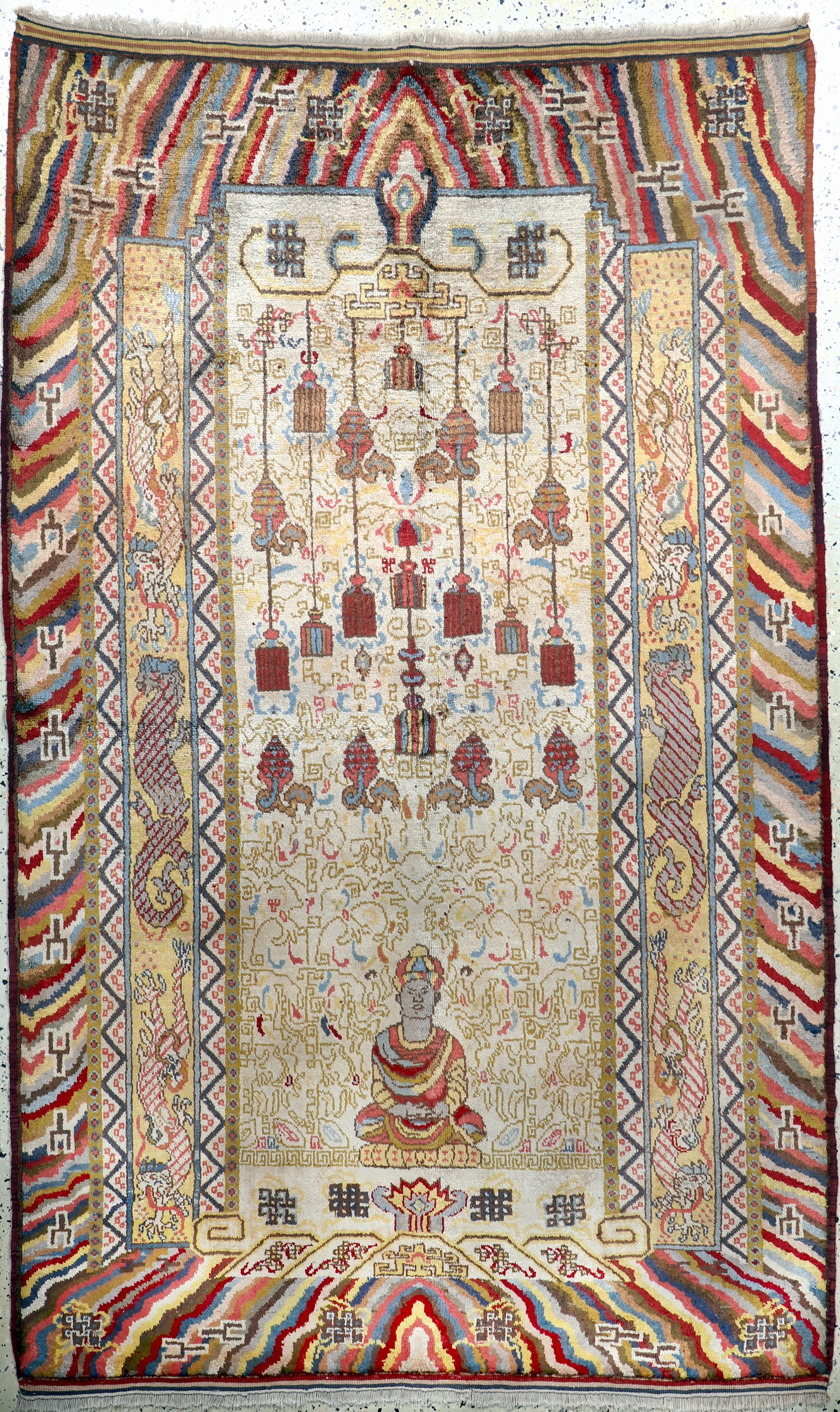 Image 27006105 - Seltener Seiden Khotan antik, Ost Turkestan, um 1900, Naturseide auf Baumwolle, ca. 245 ...