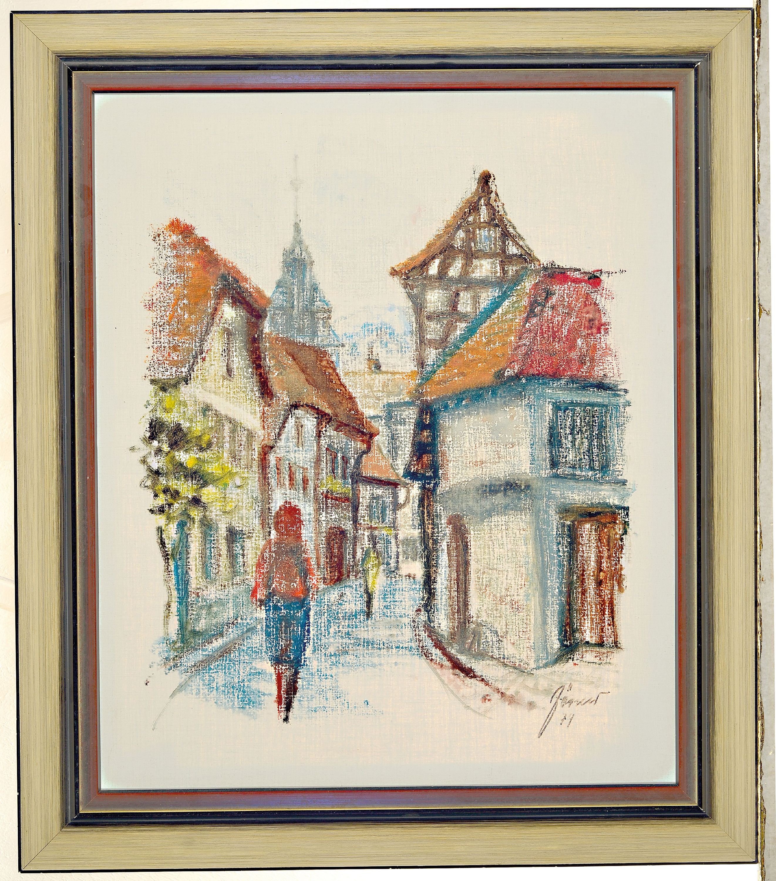 Detail k: Josef Zörner-Kampia, 1925-(?), Ansicht aus St. Martin, Öl/Lwd, rechts unten signiert und datiert 1979, Rahmen 73x63 cm