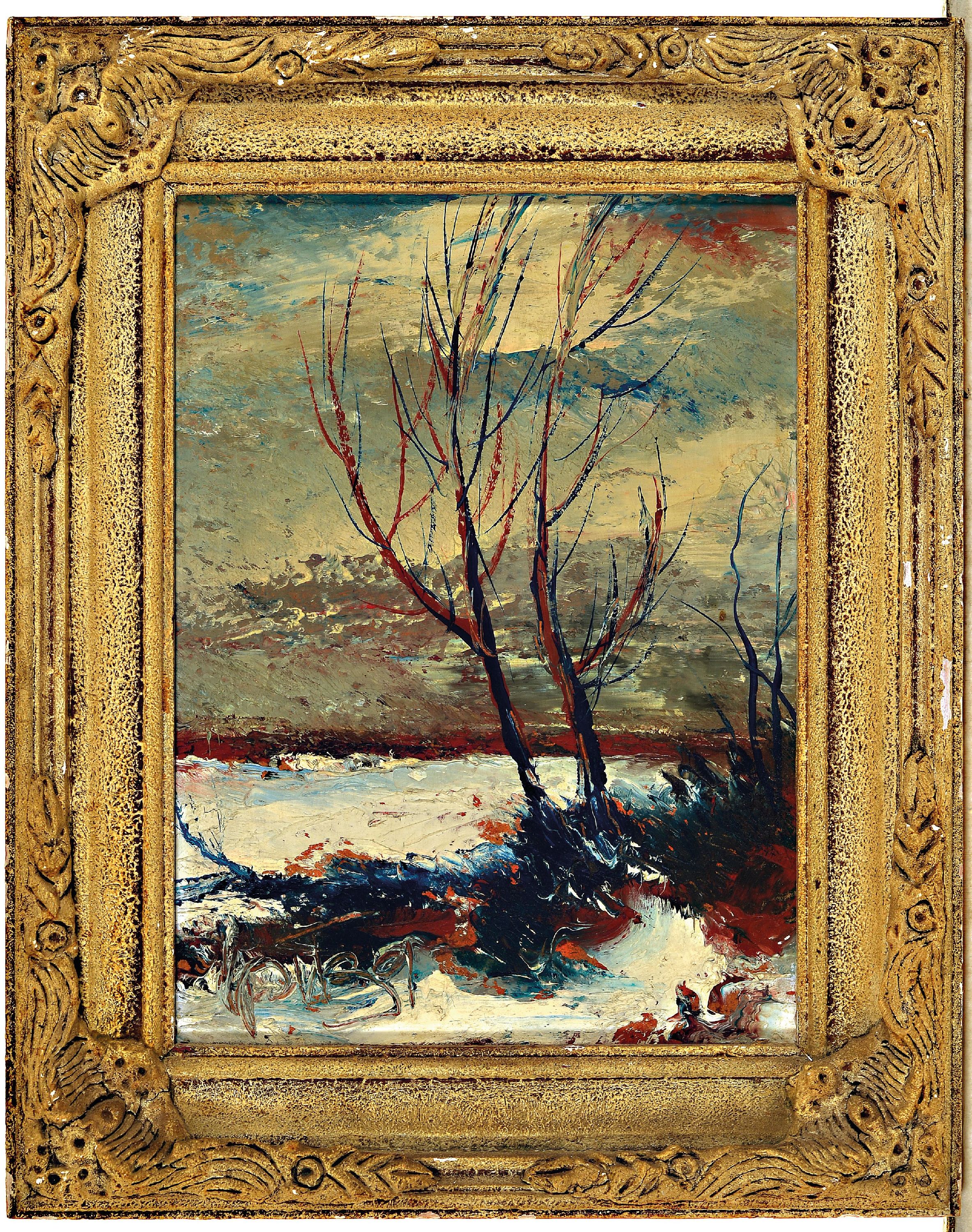 Detail k: Karl Philip Spitzer, 1887-1959 Speyer, Winterlandschaft, signiert und datiert 1959, Öl/Masonit, 40x30 cm, Rahmen 51x42 cm