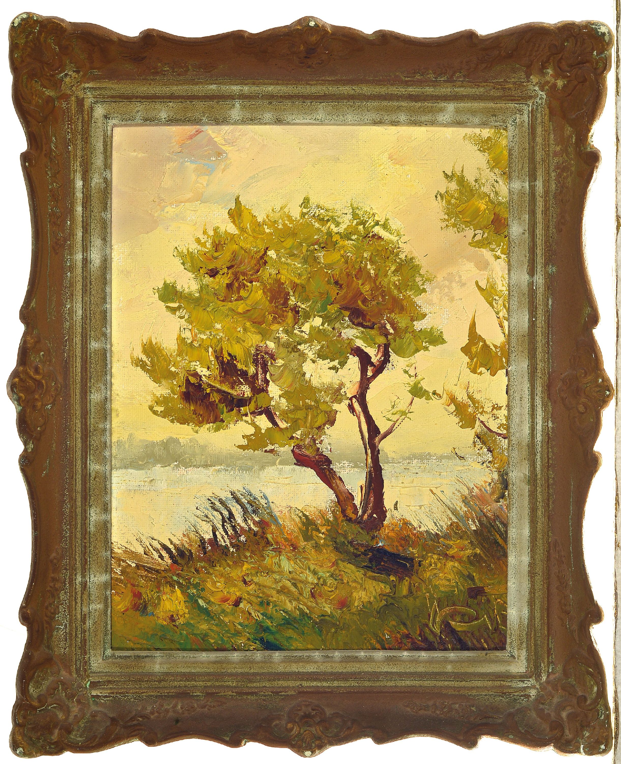 Detail k: Karl Philip Spitzer, 1887-1959 Speyer, Sommerlandschaft, signiert, Öl/Malplatte, 41x30 cm, Rahmen 53x43 cm