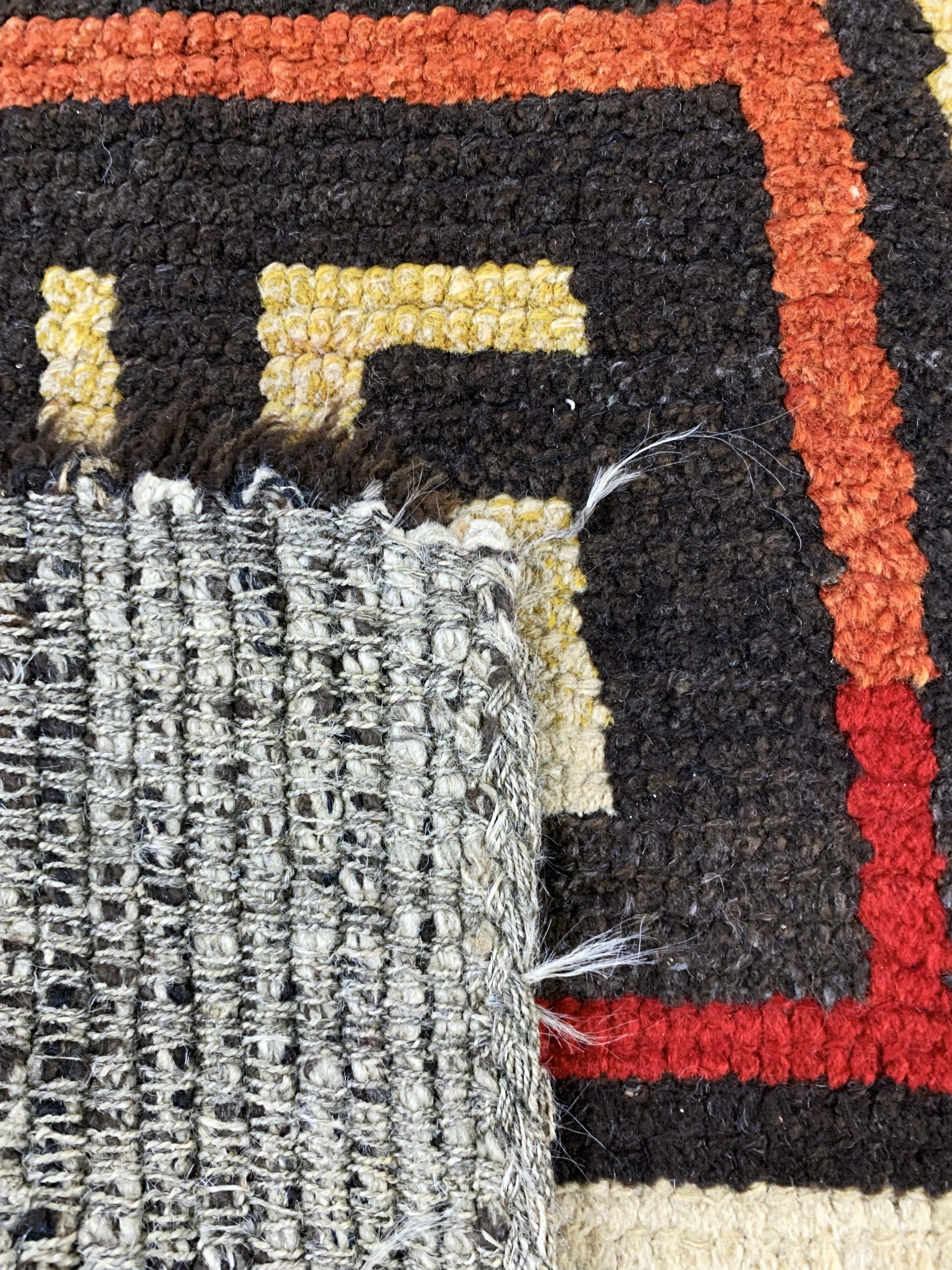 Detail e: Swastika"Wangden Drumtze"Tibet, Meditationsteppich, antik, 19.Jhd, Wolle auf Wolle, ca. 170 x 80 cm, EHZ: 2