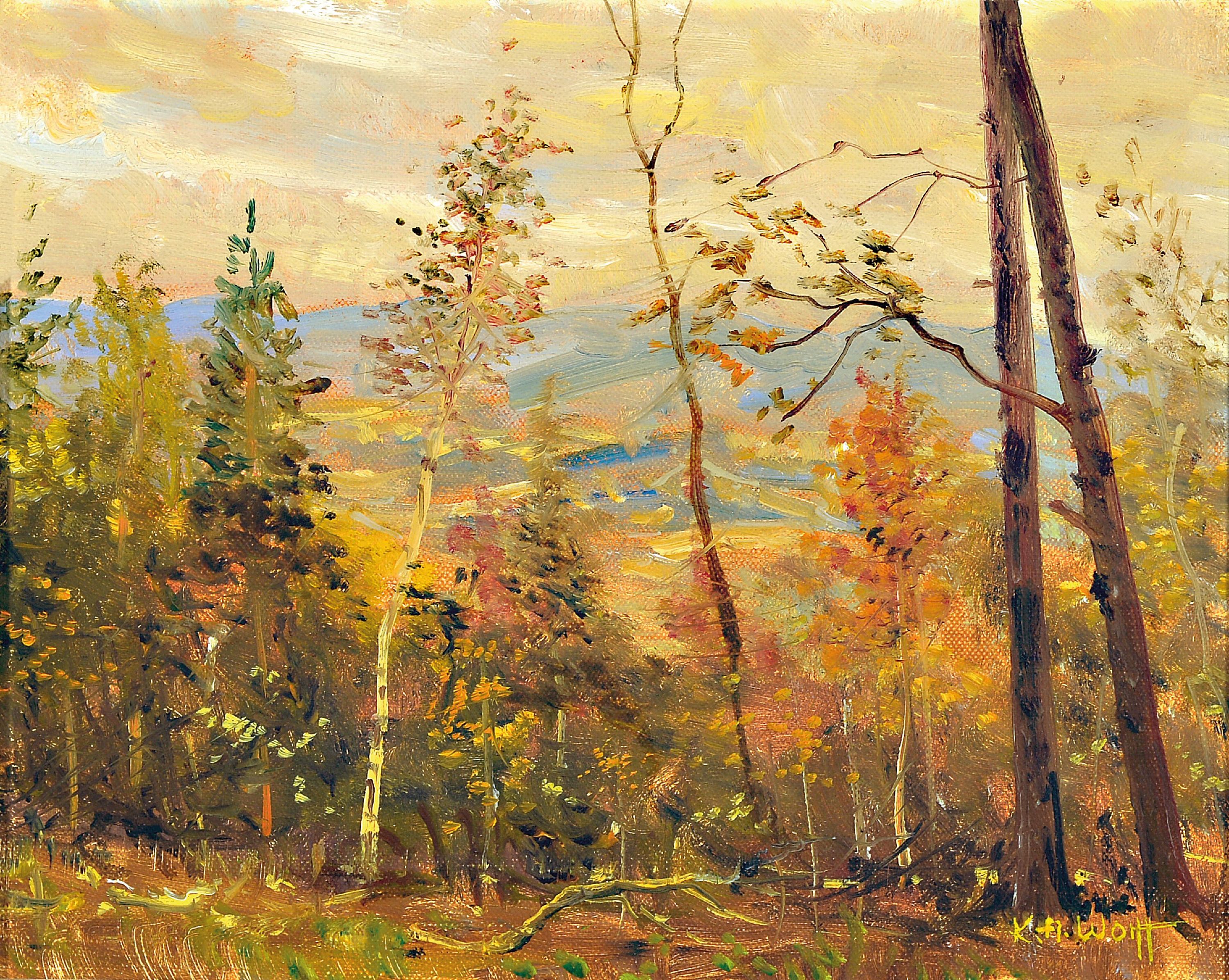 Image 27006154 - Karl August Wolff, 1938-2023, Herbstlandschaft mit Blick in die Rheinebene, signiert, ...