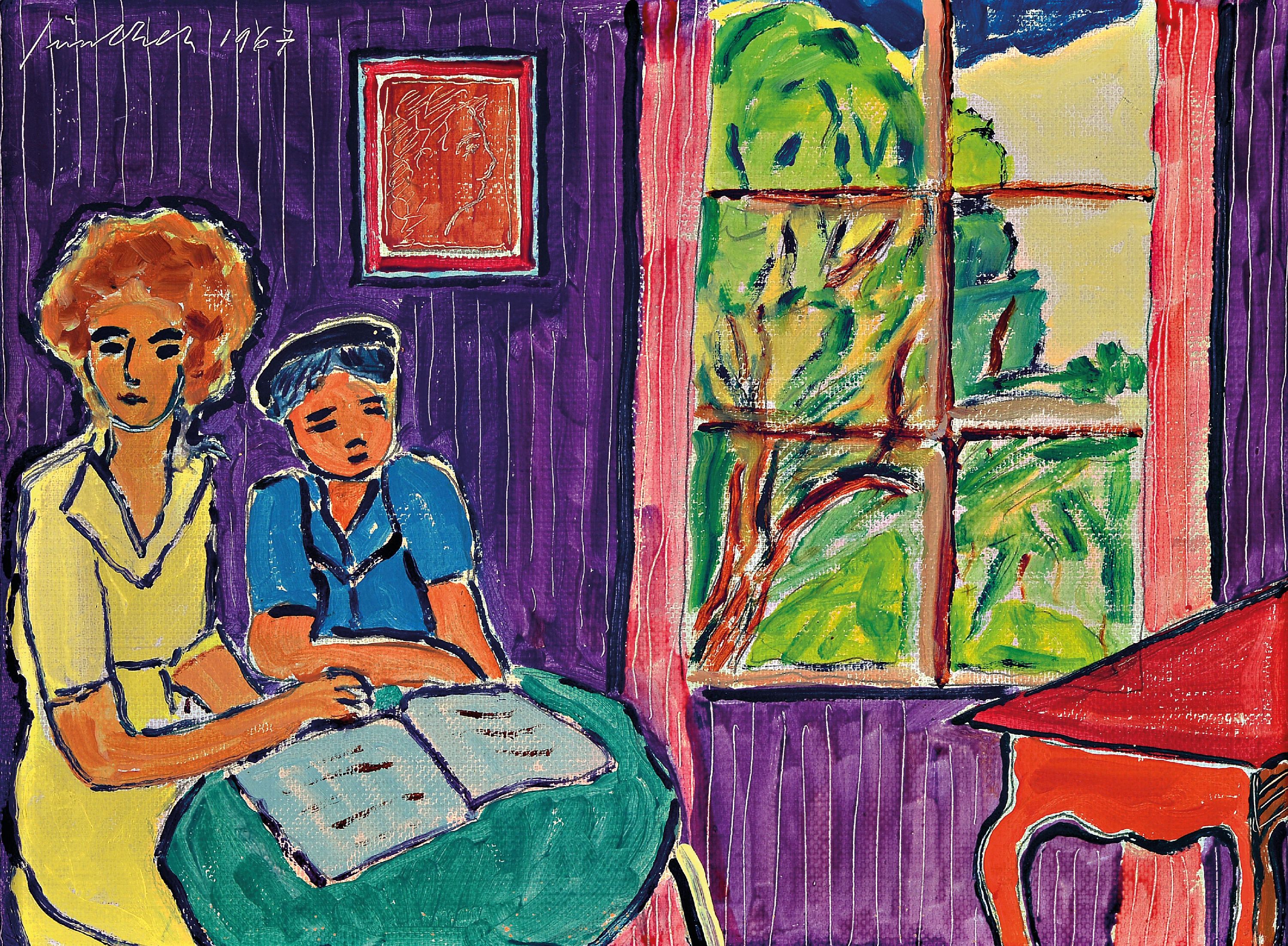 Image 27006159 - Carl-Otto Günther, 1909 Bruchsal-1974 Kandel, Öl/Karton, Kleines Interieur signiert ...