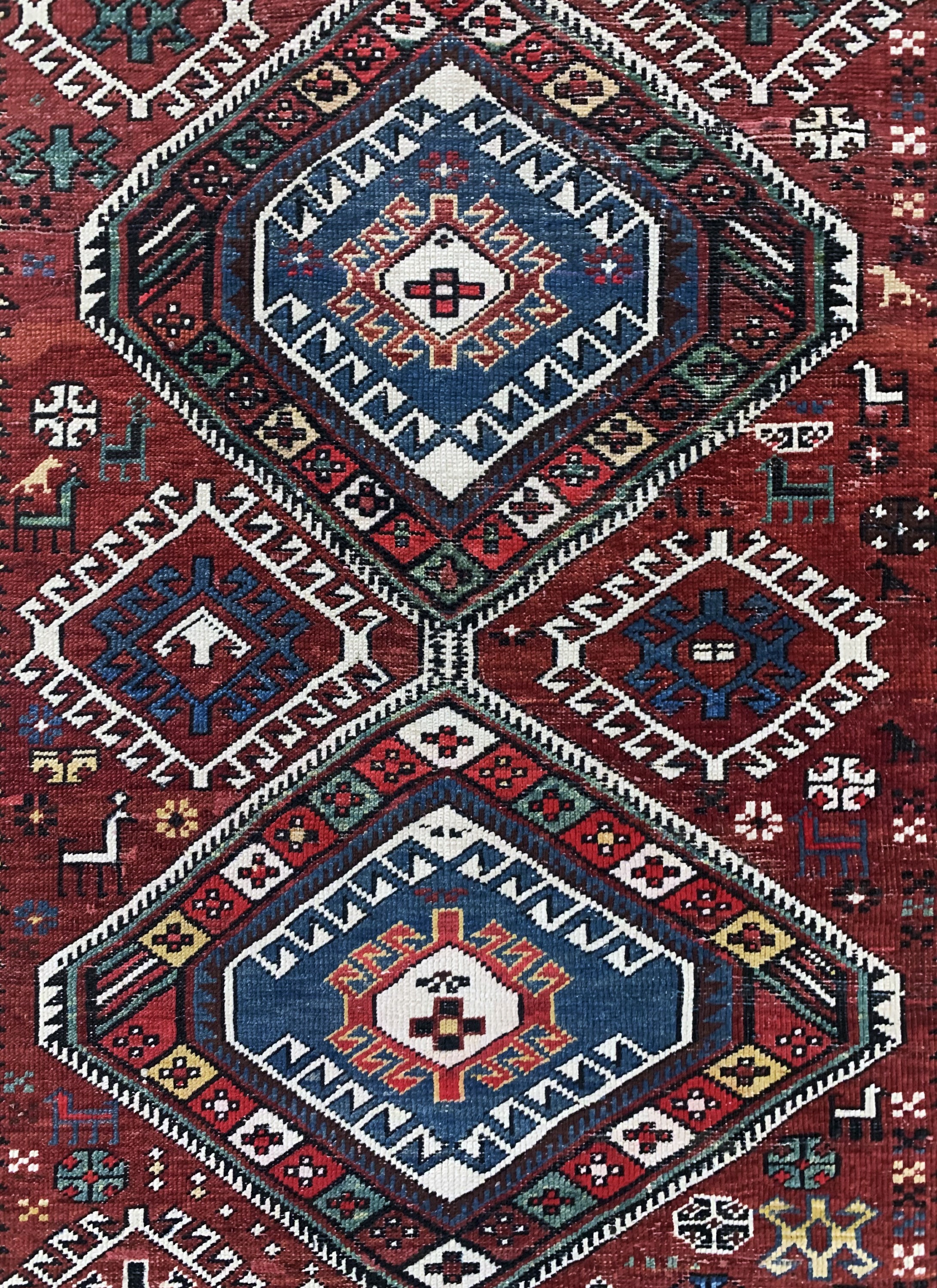 Detail d: Schirwan"Schemakhy"antik, Kaukasus, 19.Jhd,Wolle auf Wolle, ca. 257 x 122 cm, EHZ:(gleichmäßig dünn), restauriert