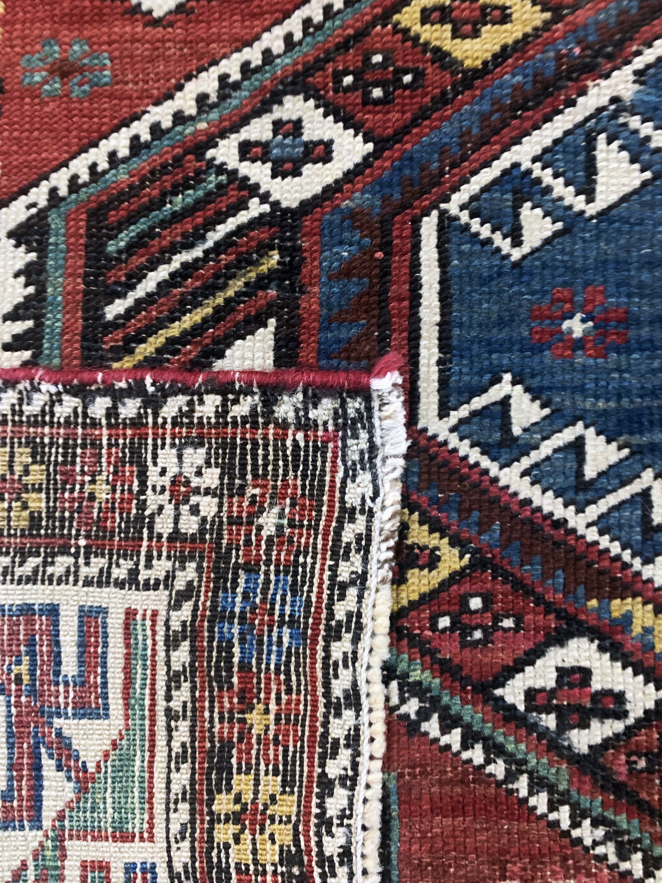 Detail f: Schirwan"Schemakhy"antik, Kaukasus, 19.Jhd,Wolle auf Wolle, ca. 257 x 122 cm, EHZ:(gleichmäßig dünn), restauriert