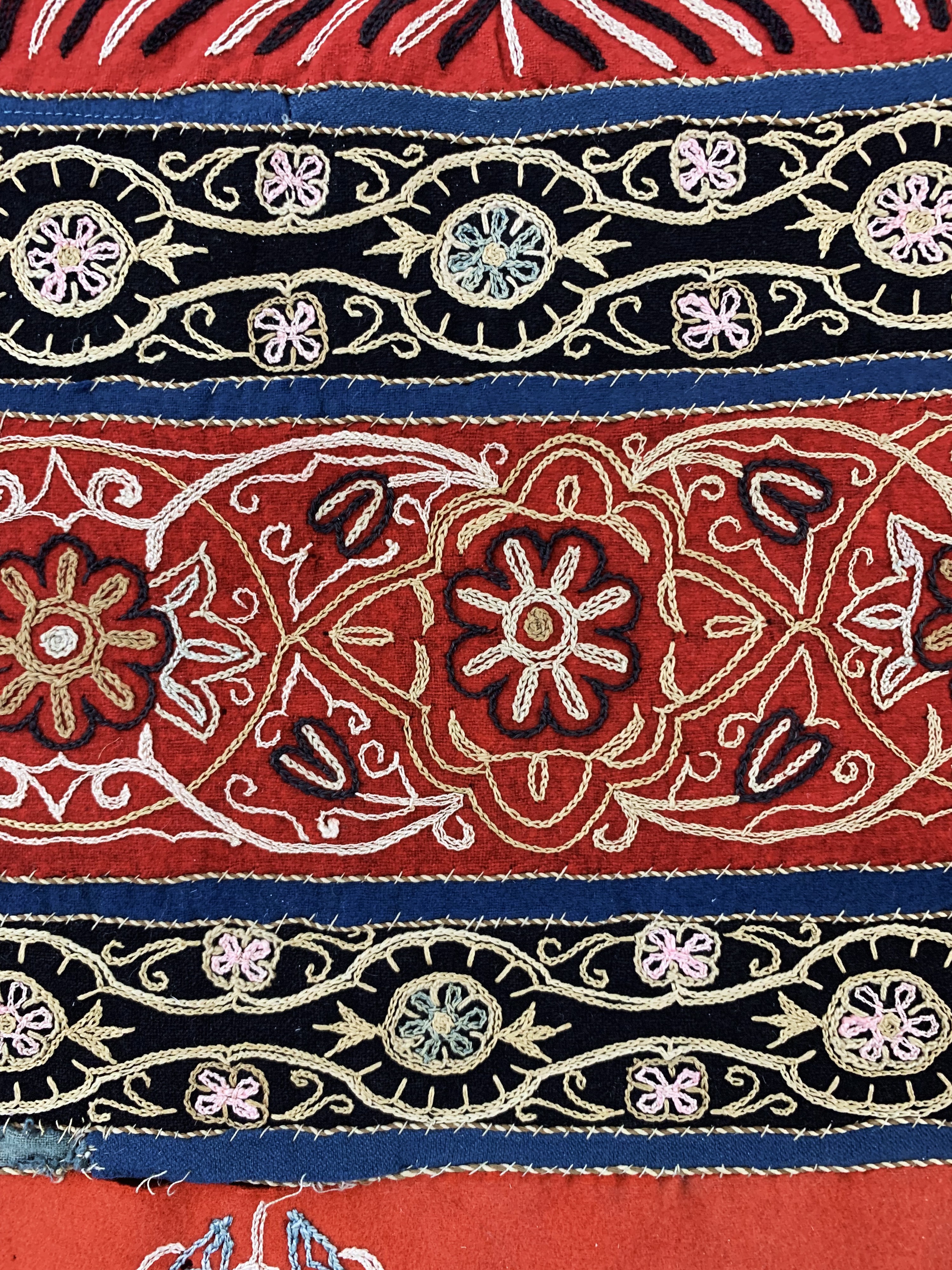 Detail e: "Rasht-Susani"antik, Persien, um 1900, Seide-Baumwollstickerei, ca. 230 x 145 cm, EHZ: 2, (kleine Löcher)