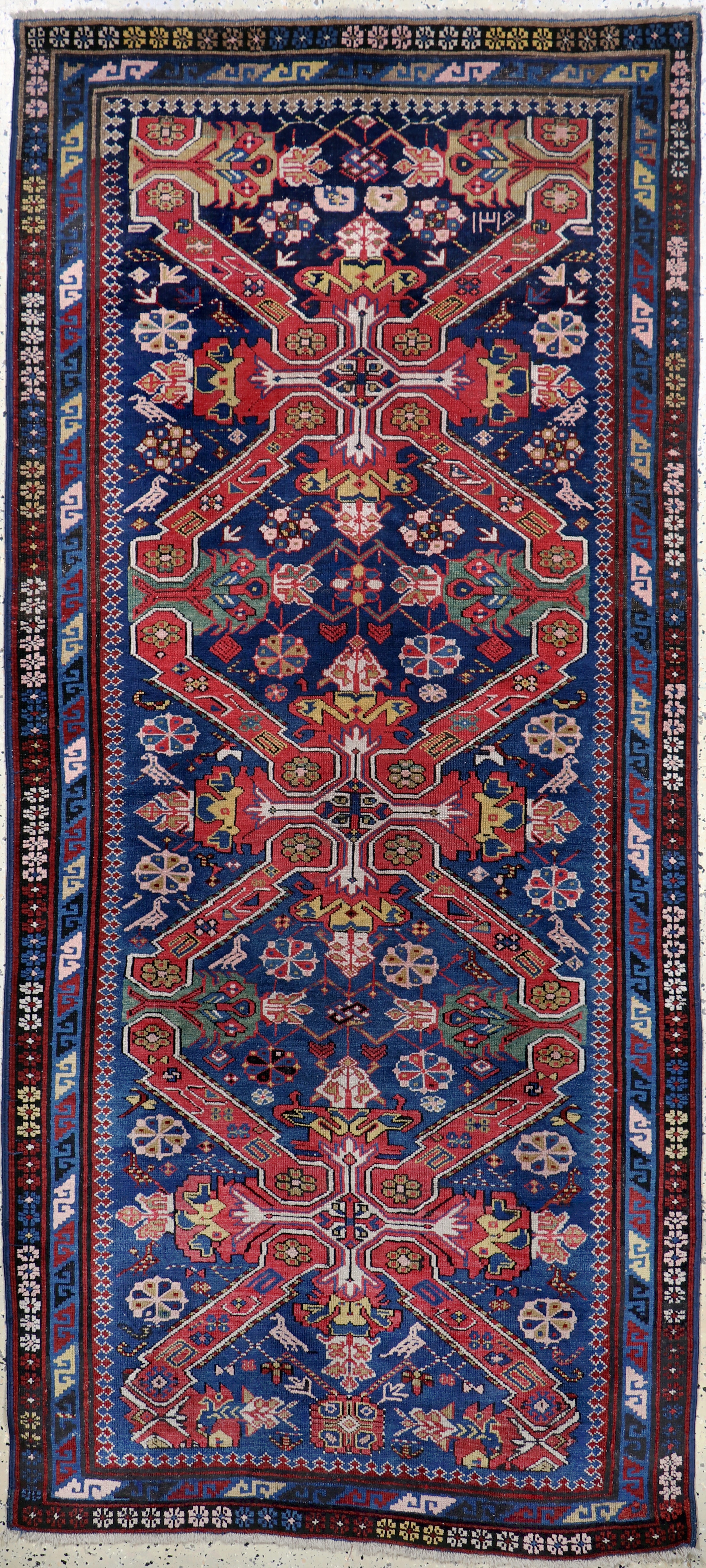 Antiker"Seychur", Kaukasus, 19.Jhd, Wolle auf Wolle, ca. 244 x 109 cm, EHZ: 2(restauriert)