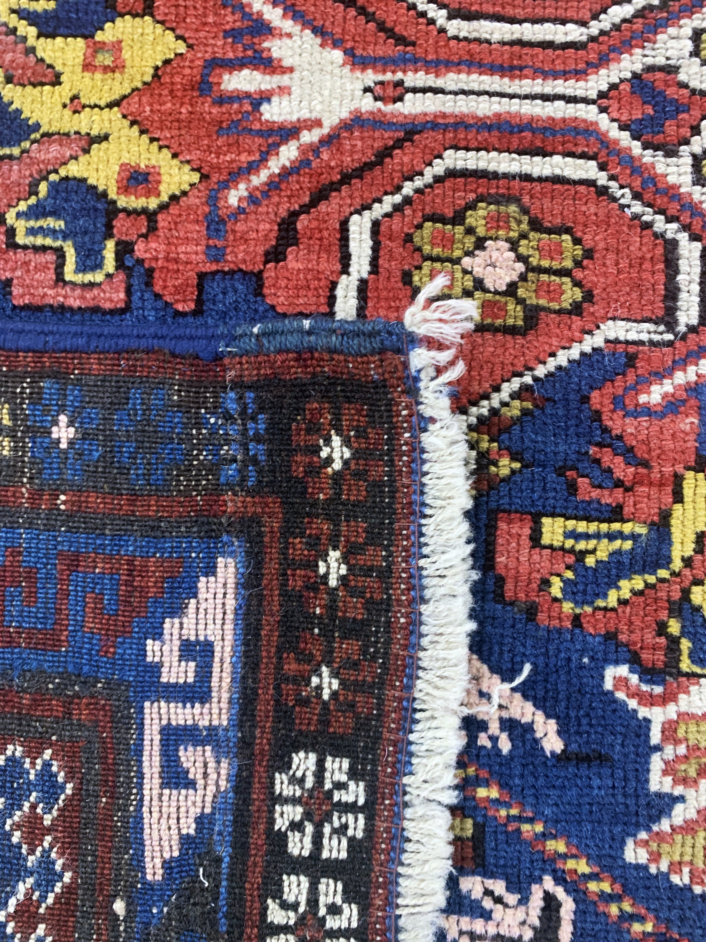 Detail f: Antiker"Seychur", Kaukasus, 19.Jhd, Wolle auf Wolle, ca. 244 x 109 cm, EHZ: 2(restauriert)