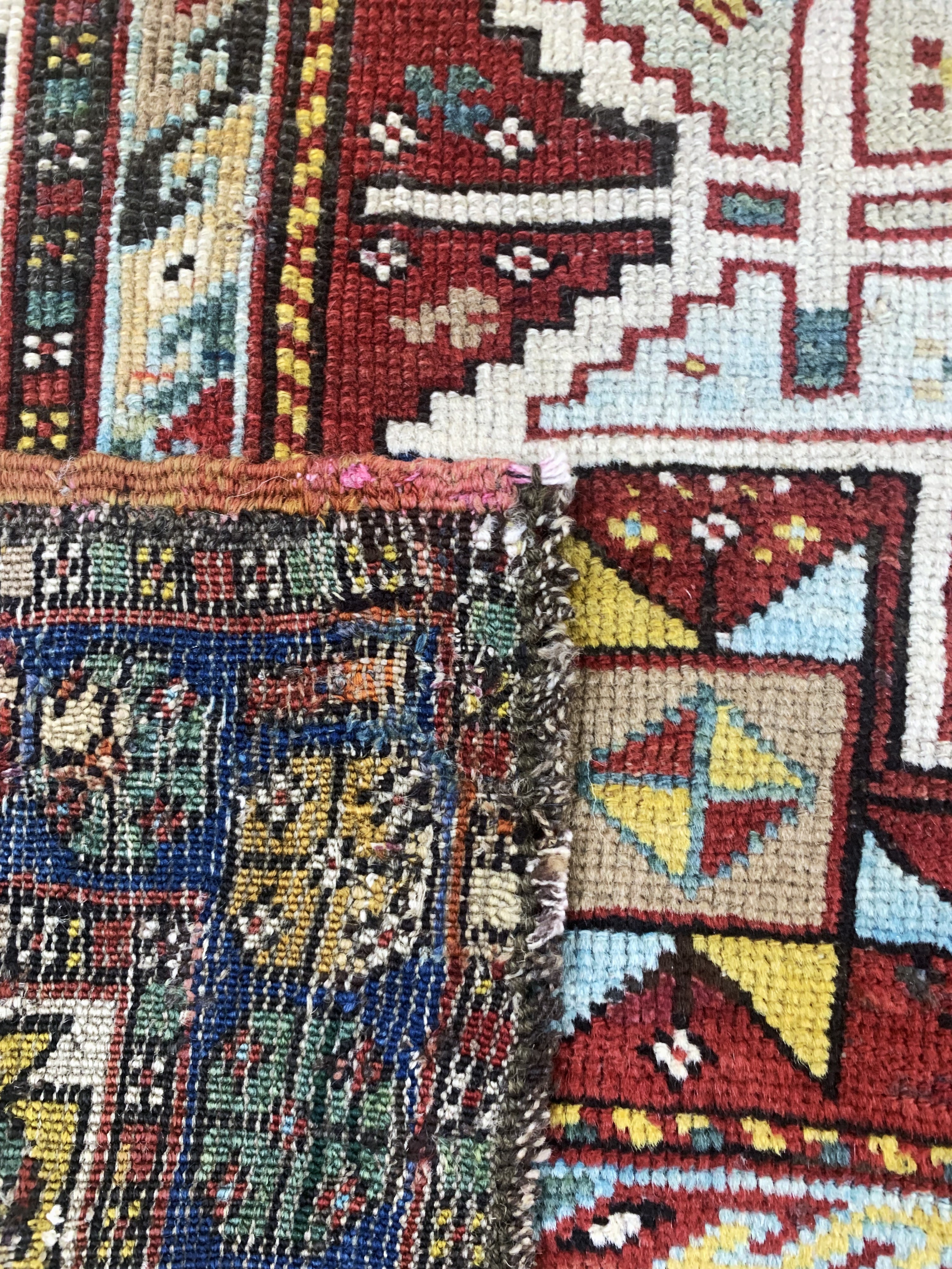 Detail f: Antiker Kazak, Kaukasus, 19.Jhd, Wolle auf Wolle, ca. 205 x 124 cm, EHZ:(gleichmäßig dünn), restauriert