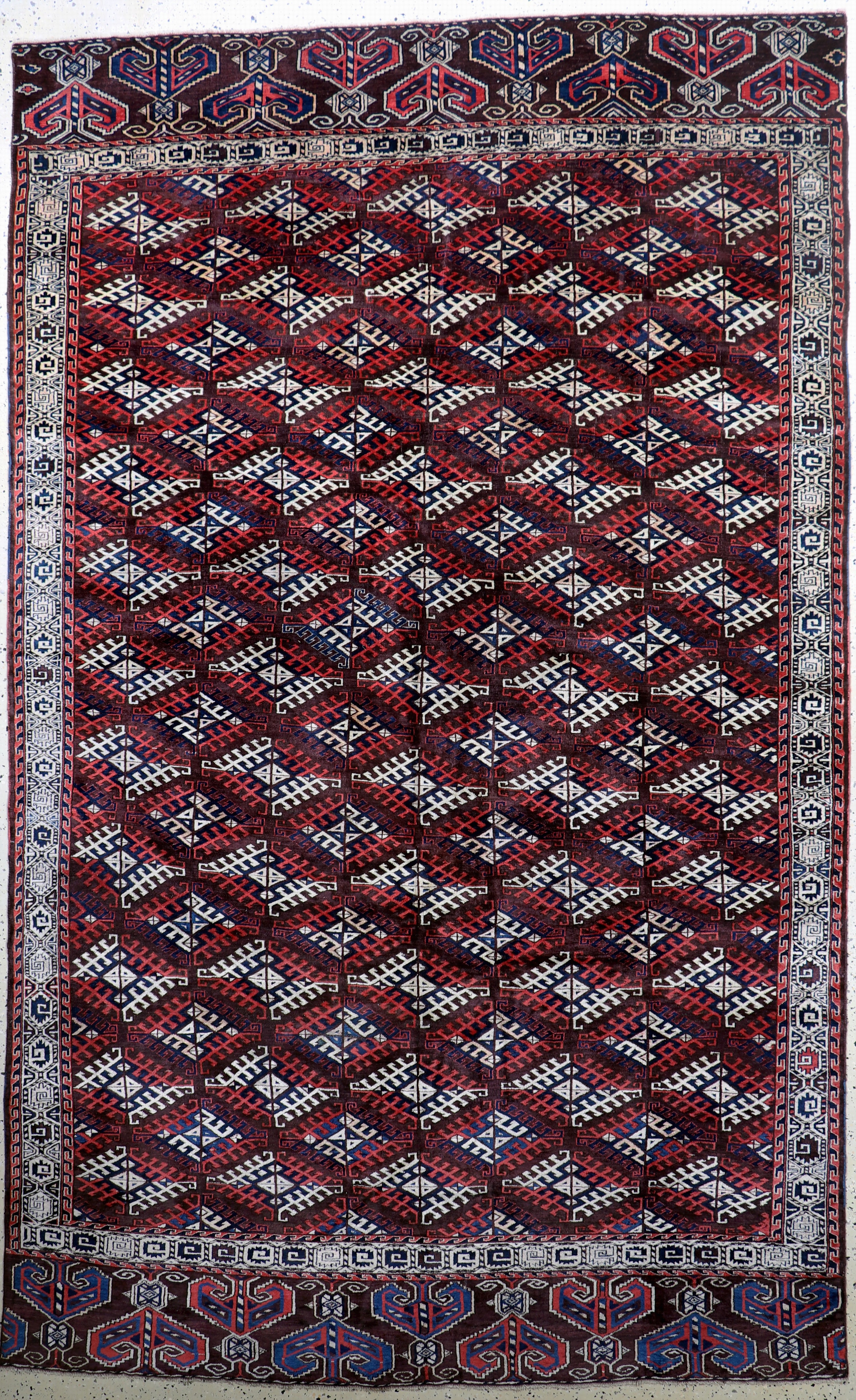 Yomud"Hauptteppich"antik, Turkmenistan, 19.Jhd, Wolle auf Wolle, ca. 330 x 202 cm, EHZ: 2-3