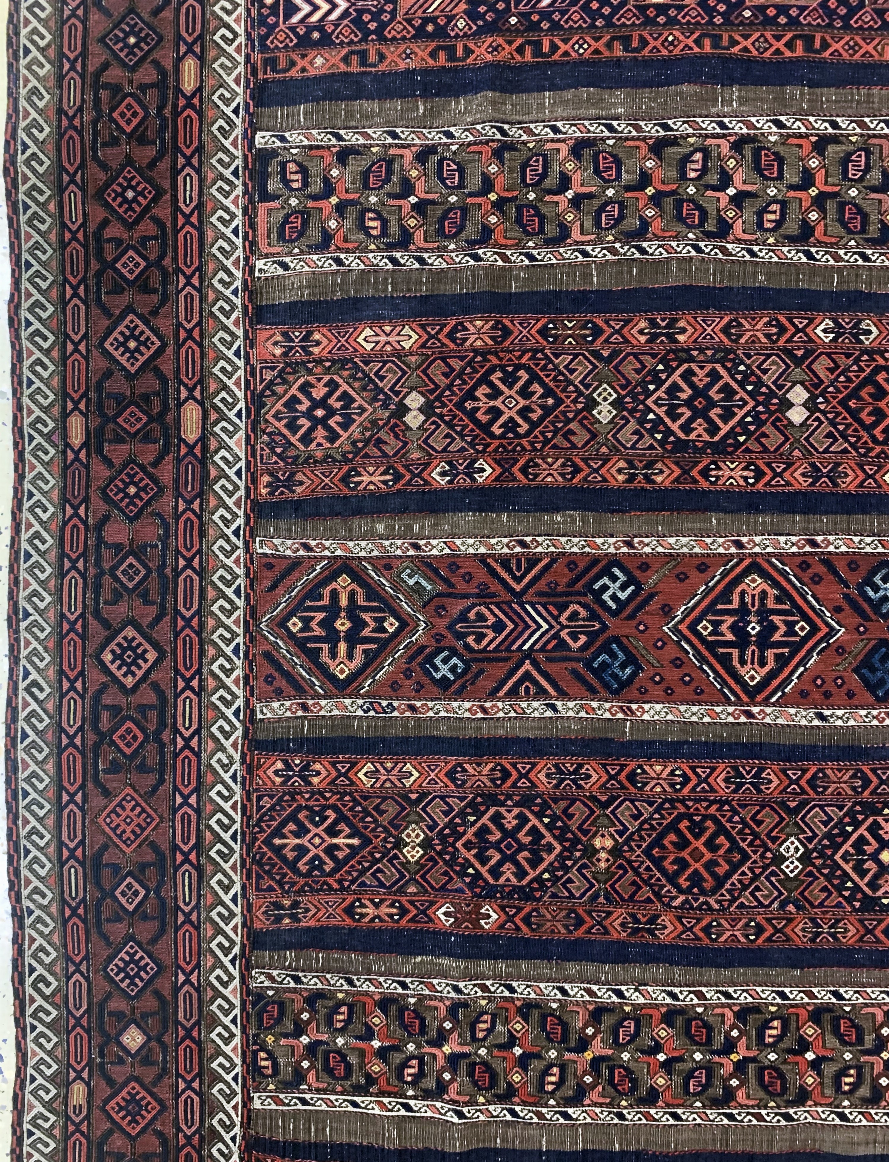 Detail d: Belutsch"Sumakh"Sehr fein, Persien, 19.Jhd,Wolle auf Wolle, ca. 275 x 165 cm, EHZ: 2, (kleine Restaurierung)