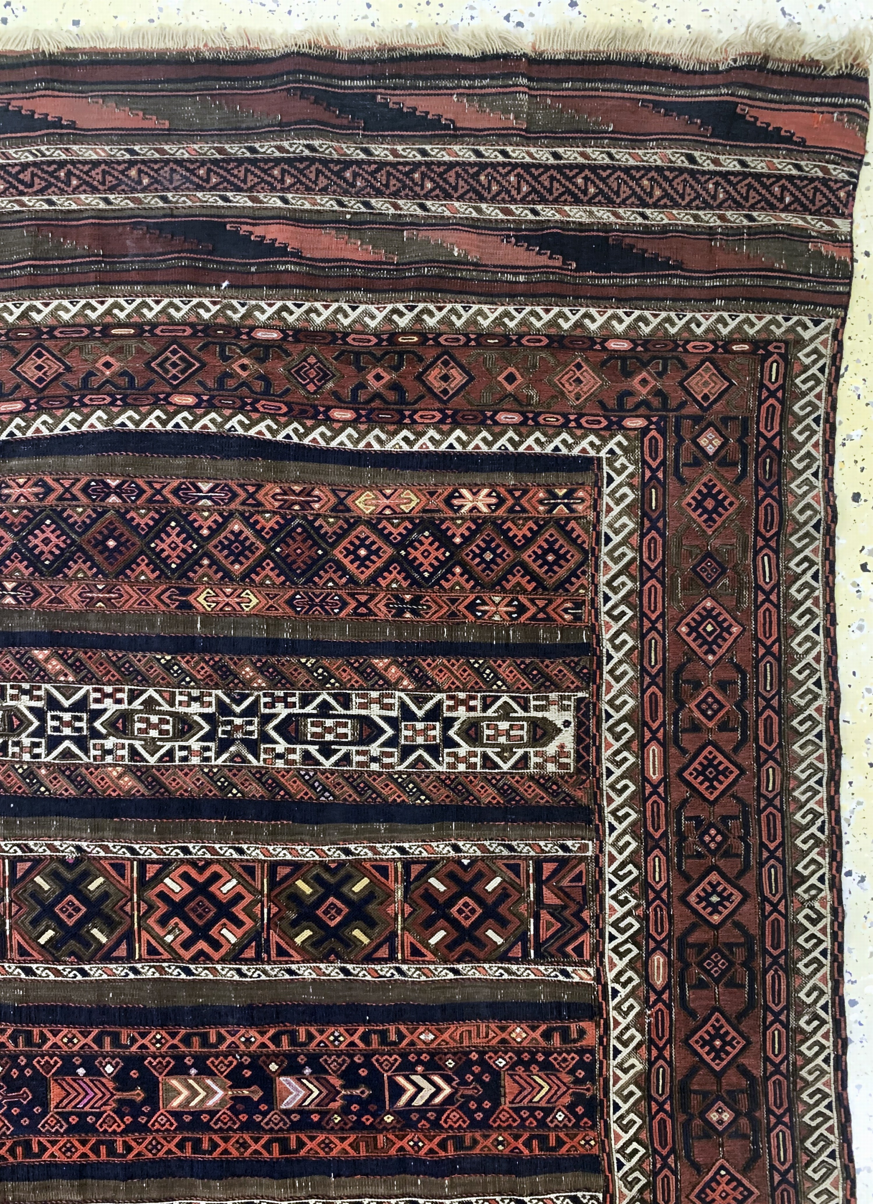 Detail g: Belutsch"Sumakh"Sehr fein, Persien, 19.Jhd,Wolle auf Wolle, ca. 275 x 165 cm, EHZ: 2, (kleine Restaurierung)