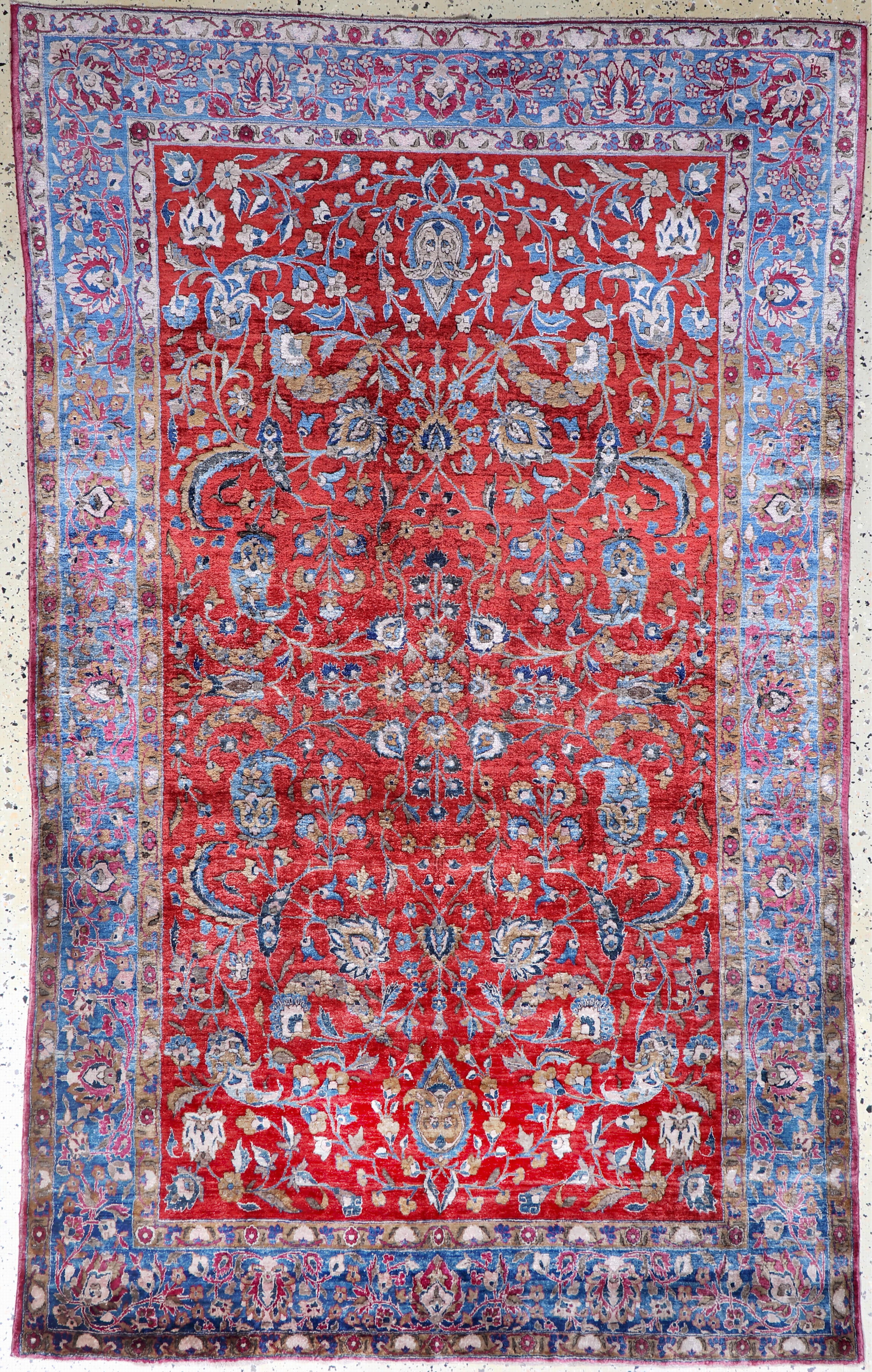 Antiker Seiden Keschan, Persien, um 1900, reine Naturseide, ca. 198 x 125 cm, ca. 1,0 Mio. Kn/qm, gereinigt, EHZ: 1-2