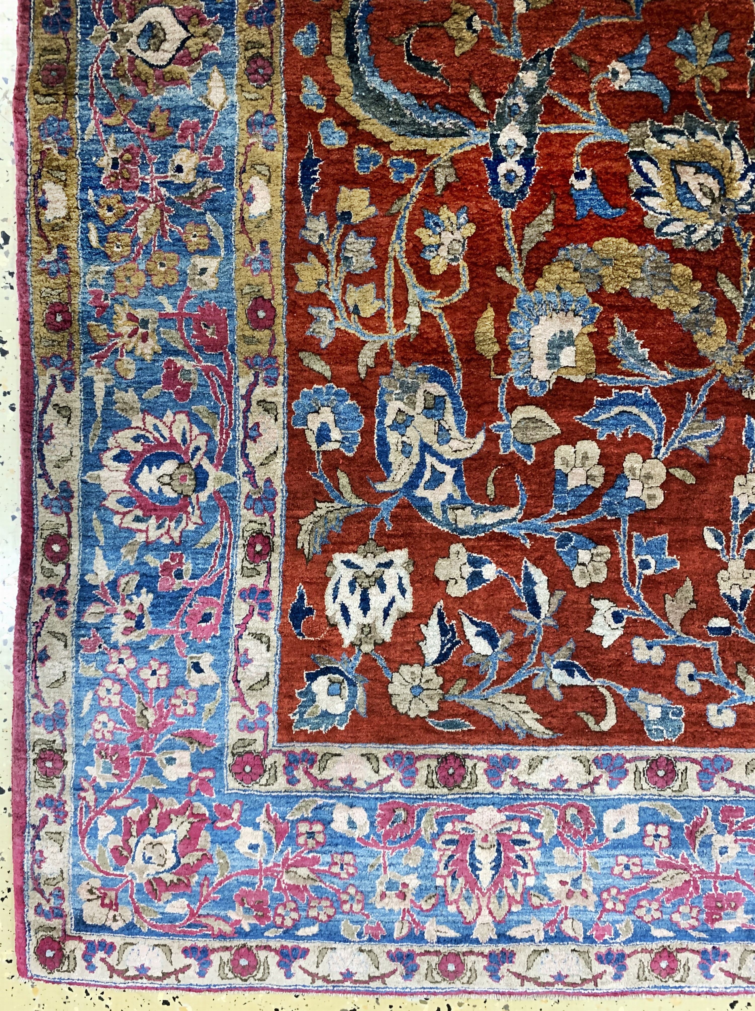 Detail b: Antiker Seiden Keschan, Persien, um 1900, reine Naturseide, ca. 198 x 125 cm, ca. 1,0 Mio. Kn/qm, gereinigt, EHZ: 1-2