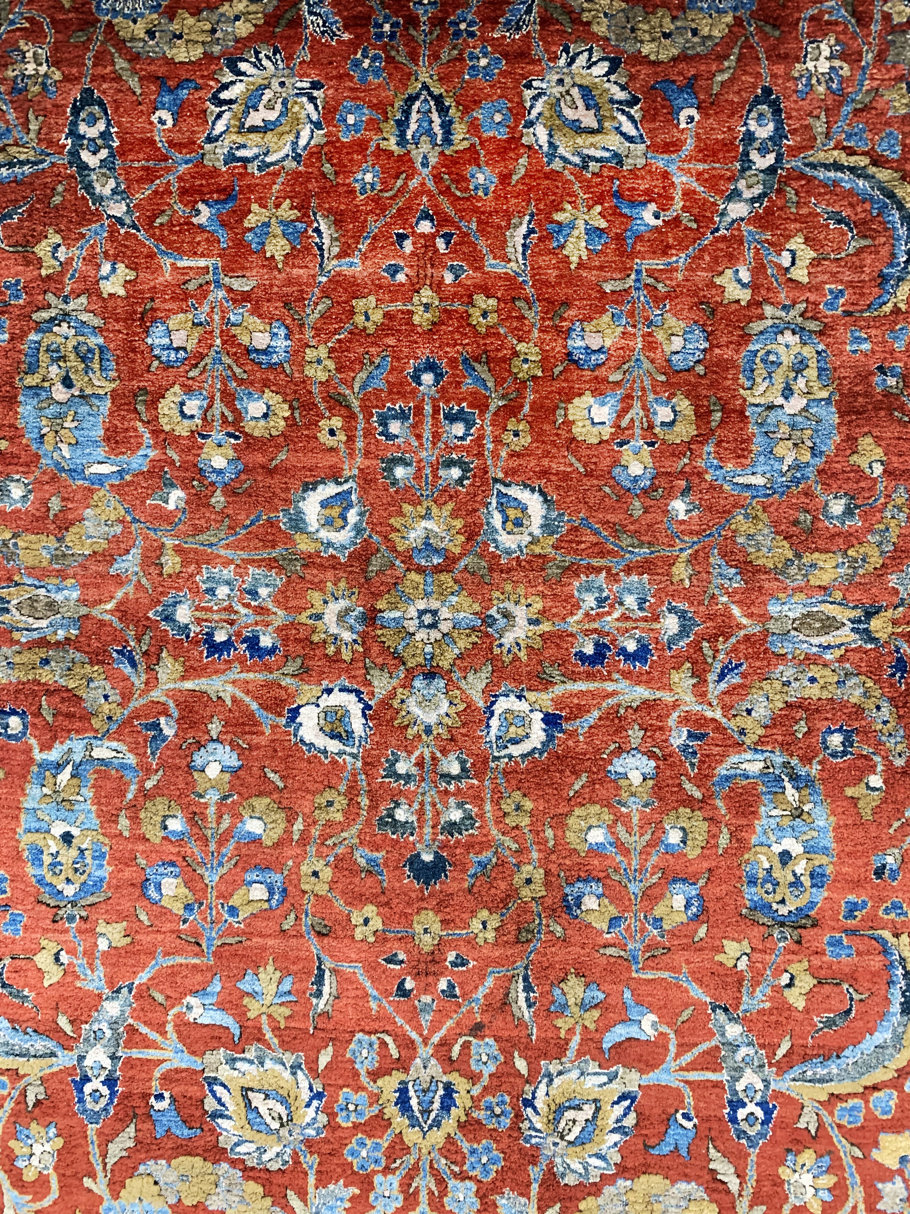 Detail c: Antiker Seiden Keschan, Persien, um 1900, reine Naturseide, ca. 198 x 125 cm, ca. 1,0 Mio. Kn/qm, gereinigt, EHZ: 1-2