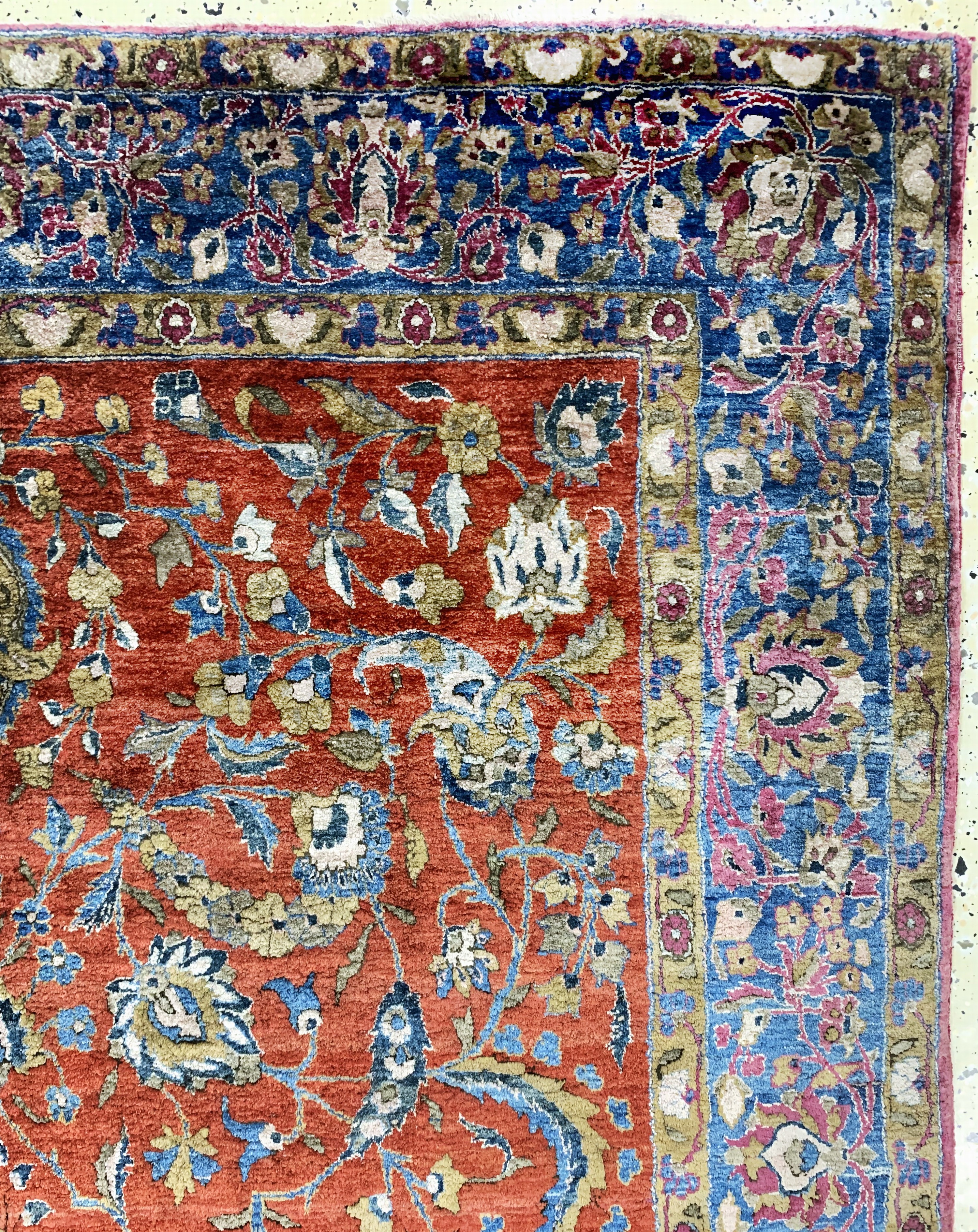 Detail e: Antiker Seiden Keschan, Persien, um 1900, reine Naturseide, ca. 198 x 125 cm, ca. 1,0 Mio. Kn/qm, gereinigt, EHZ: 1-2