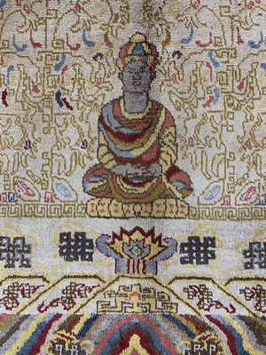 27006105c - Seltener Seiden Khotan antik, Ost Turkestan, um 1900, Naturseide auf Baumwolle, ca. 245 ...