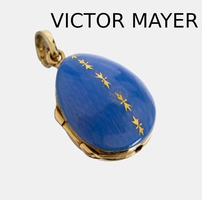 Image 18 kt Gold VICTOR MAYER für FABERGE Email- Brillant-Anhänger, GG 750/000, Ei, ...
