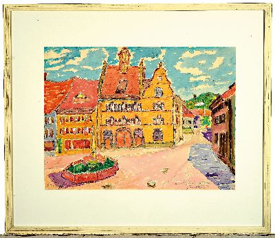 27006161k - Carl-Otto Günther, 1909 Bruchsal-1974 Kandel , 2 Aquarelle, Ansichten aus Staufen im ...