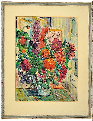 27006162k - Carl-Otto Günther, 1909 Bruchsal-1974 Kandel , Aquarell, Blumenstillleben, 13.10.1958, ...