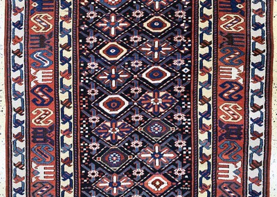 27006180b - Antiker Kazak, Kaukasus, 19.Jhd, Wolle auf Wolle, ca. 255 x 122 cm, EHZ: 2-3, ...